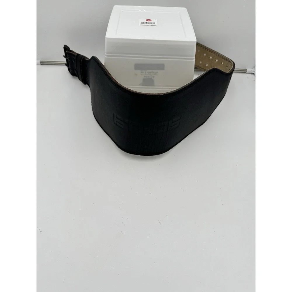 Ethos Heavy-Duty Padded Lifting Belt - Black‎ Leather & Suede - Weightlifting L